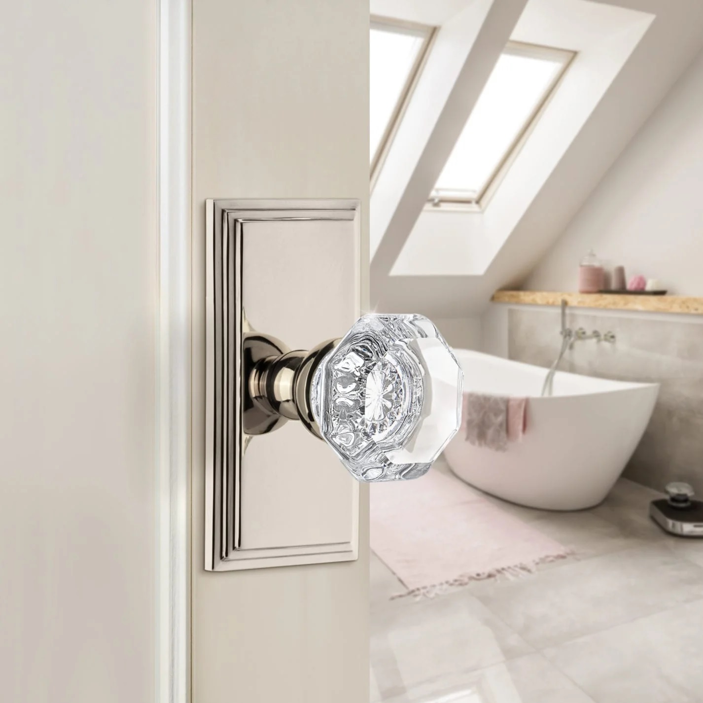 luxury crystal door knob for bathroom doorknobs for sale online polished nickel backplate with faceted gem shaped glass doorknob gorgeous opulent luxe doorknobs for sale online