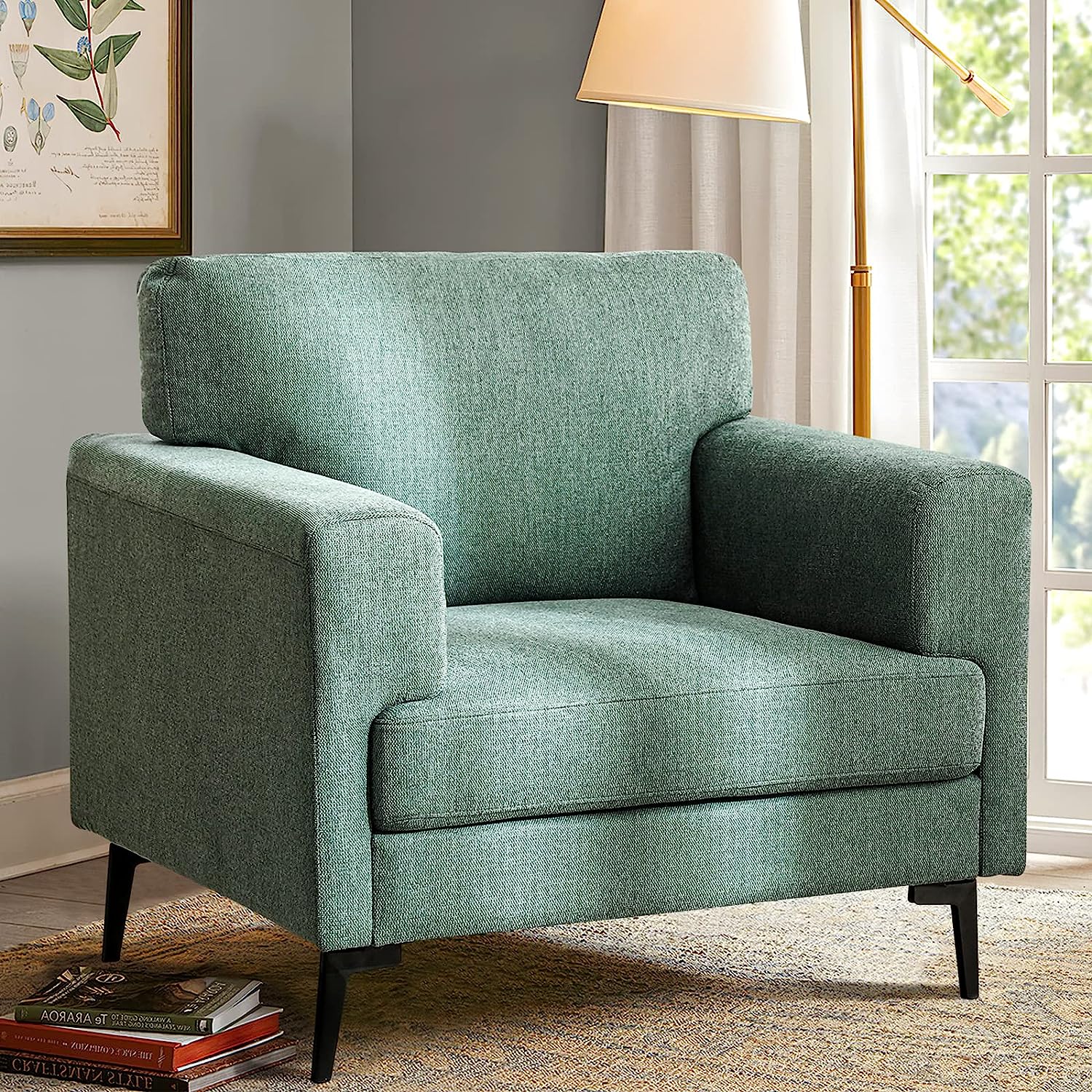 mint green accent chair with black bracket legs and square sides modern living room furniture comfortable armchairs for mint themed nursery home library colorful furniture idea