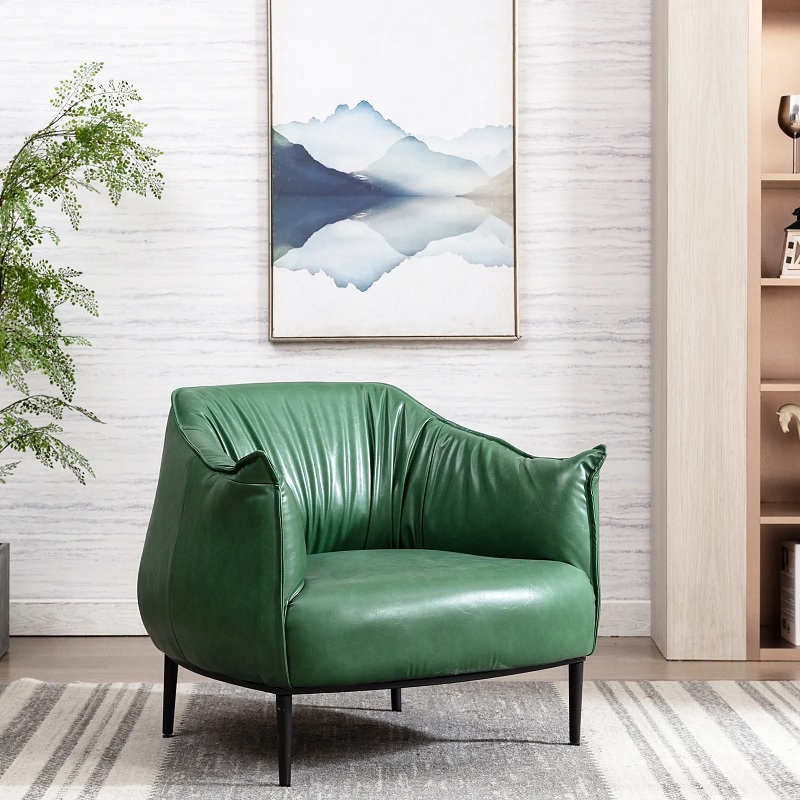 overstuffed green leather accent chair modern furniture ideas for living room lounge home office comfortable vegan leather seating options kelly green upholstery color