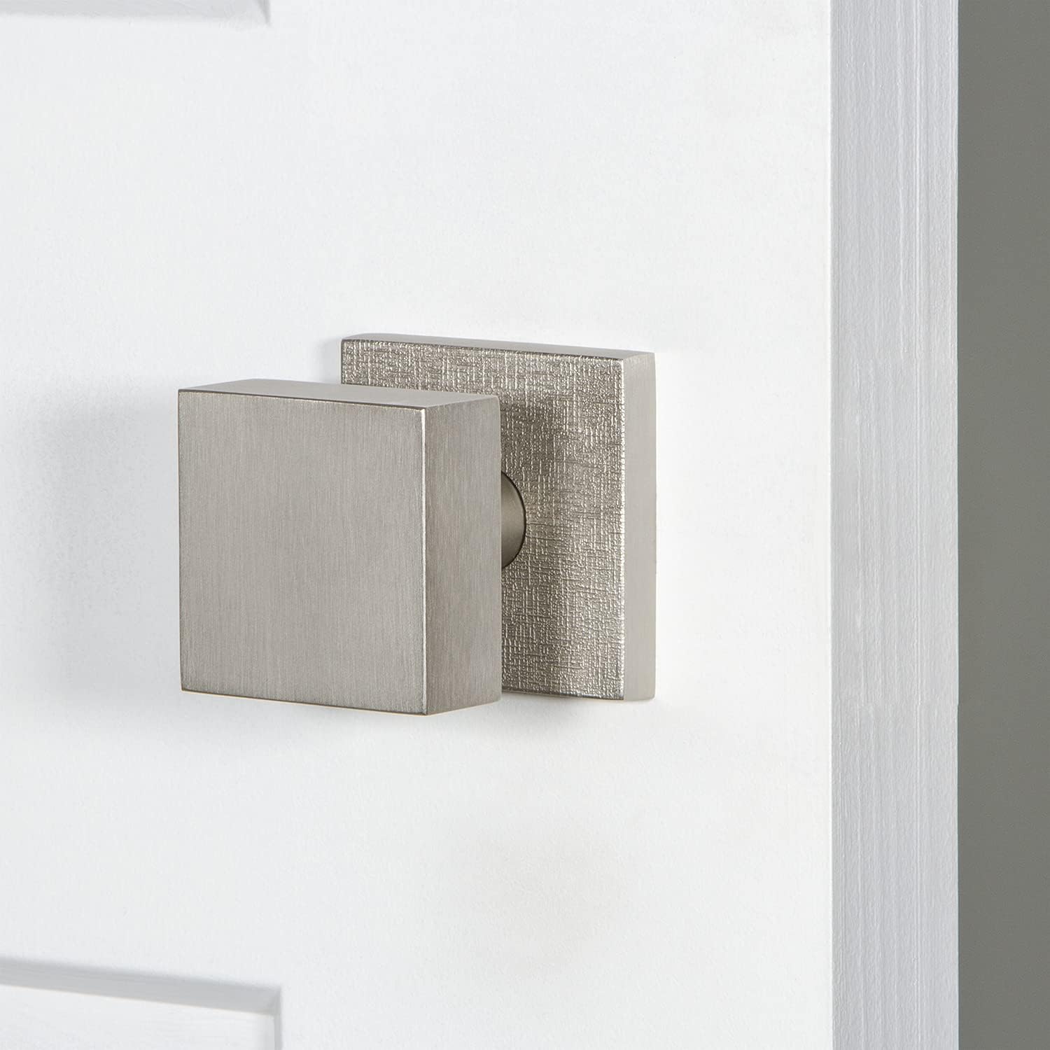 square brushed nickel door knob with elegant texture contemporary door hardware for sale online high end decorative doorknobs for bathrooms and bedrooms unique kitchen pantry knob idea