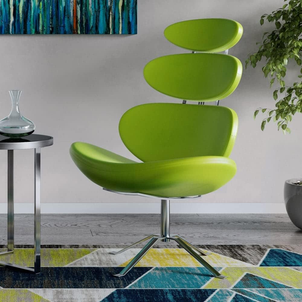 ultramodern lime green accent chair for futuristic interior decor theme creative bright colorful home office furniture swivel chair with tall backrest postmodern furniture