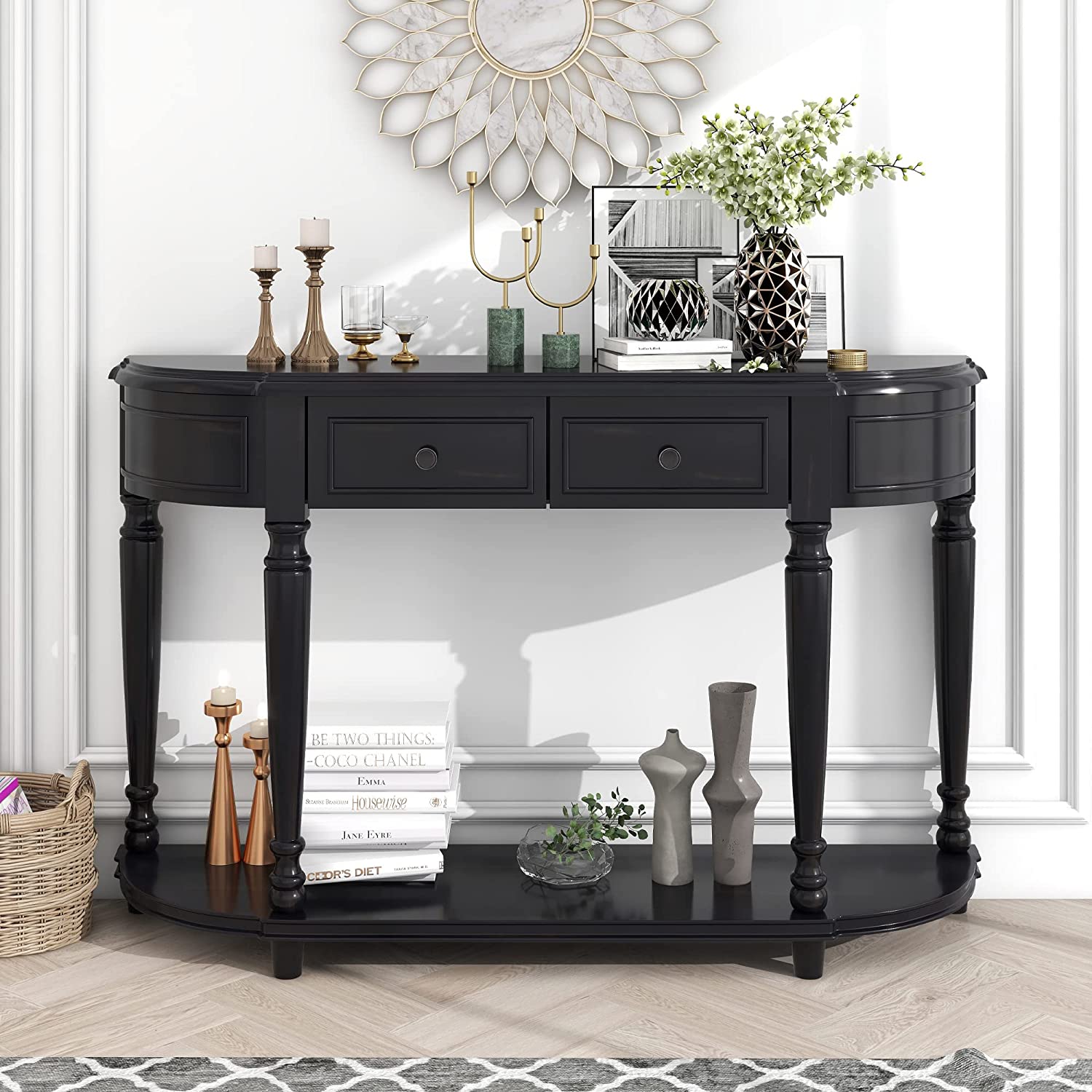 Black lacquer store console table