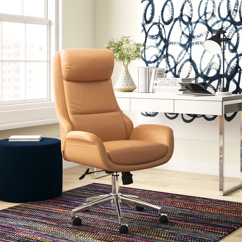 Camel leather deals desk chair