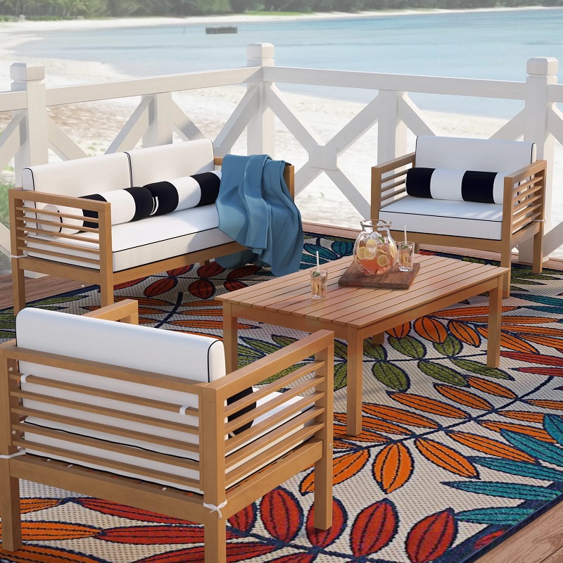 contemporary outdoor patio furniture store unique coastal seating area inspiration for poolside decor striped nautical fabric weather resistant wooden seats and table