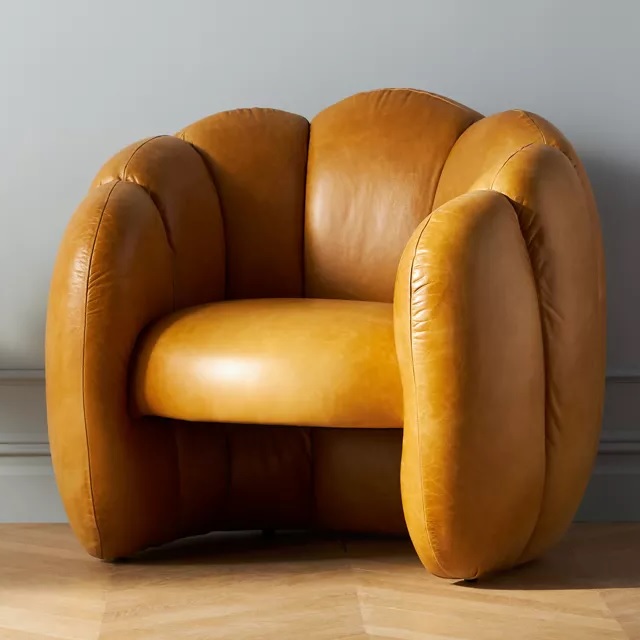 cute channel tufted genuine leather accent chair for sale online overstuffed plush scalloped armchair barrel back design for bedroom living room unique artistic furniture ideas