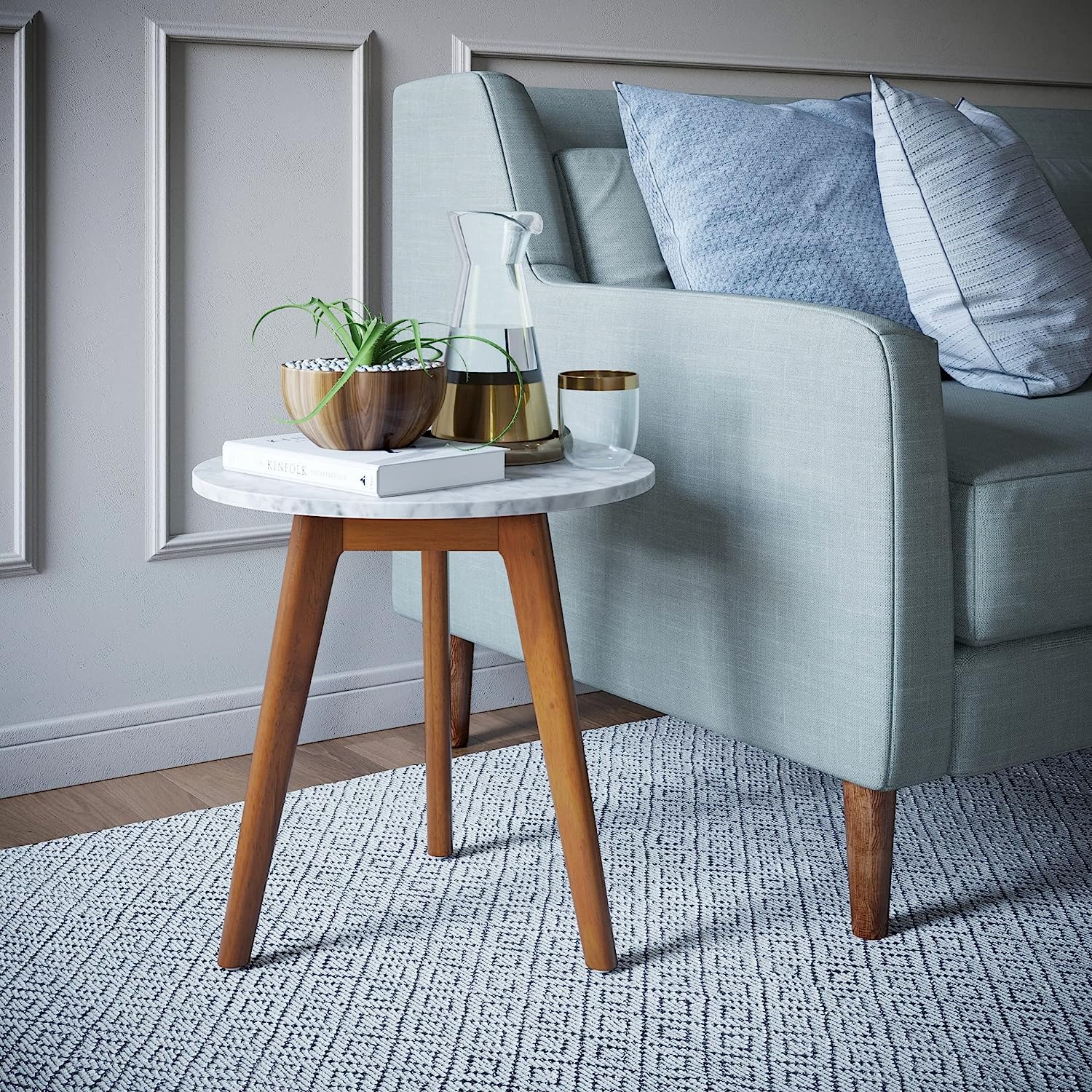 cute small round side tables living room cheap mid century modern round accent table with tapered wooden legs and faux marble tabletop classy affordable tables online