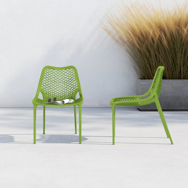 light green outdoor dining chairs for sale online high quality stackable colorful plastic seats to use on patio dining table mix and match mesh perforated modern chairs