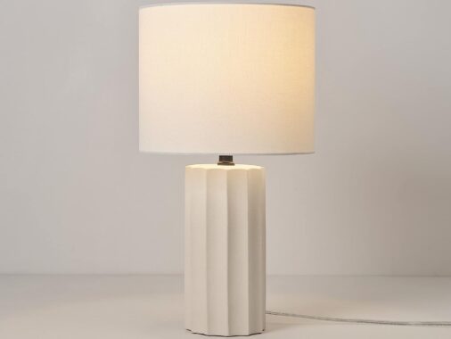 ribbed white concrete table lamp