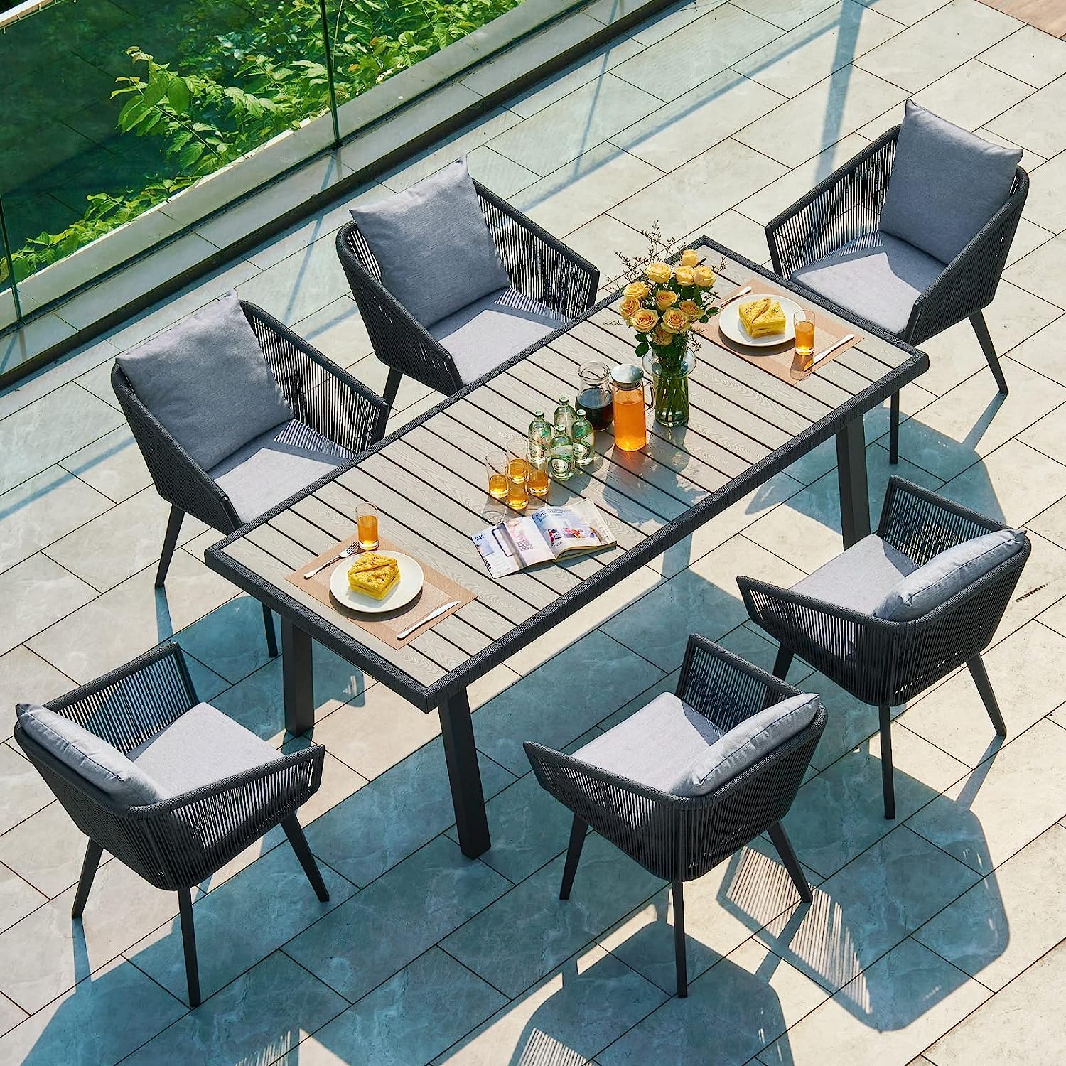 6 person outdoor dining table set hot sale