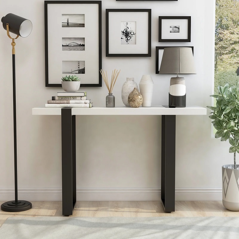 stylish black and white console table ideas for minimalist hallway decor living room tables for decorative displays how to fill a blank wall entryway decoration inspiration