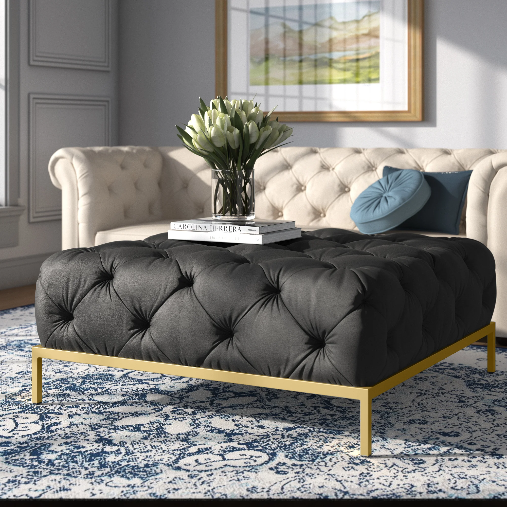 Gold and black ottoman coffee table