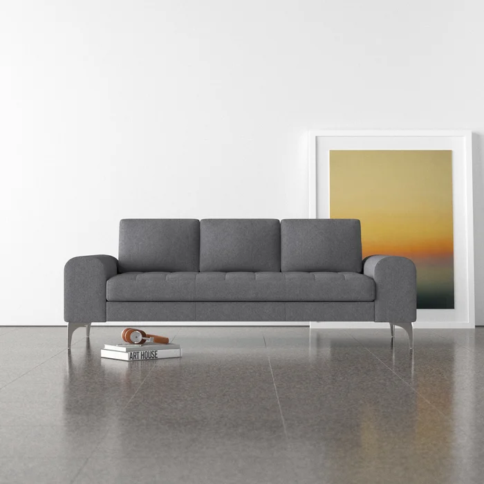 Gray upholstered modern sofa