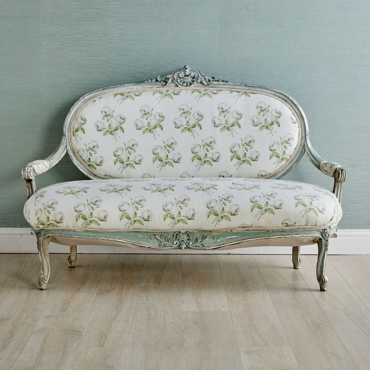 Mid century modern floral sofa