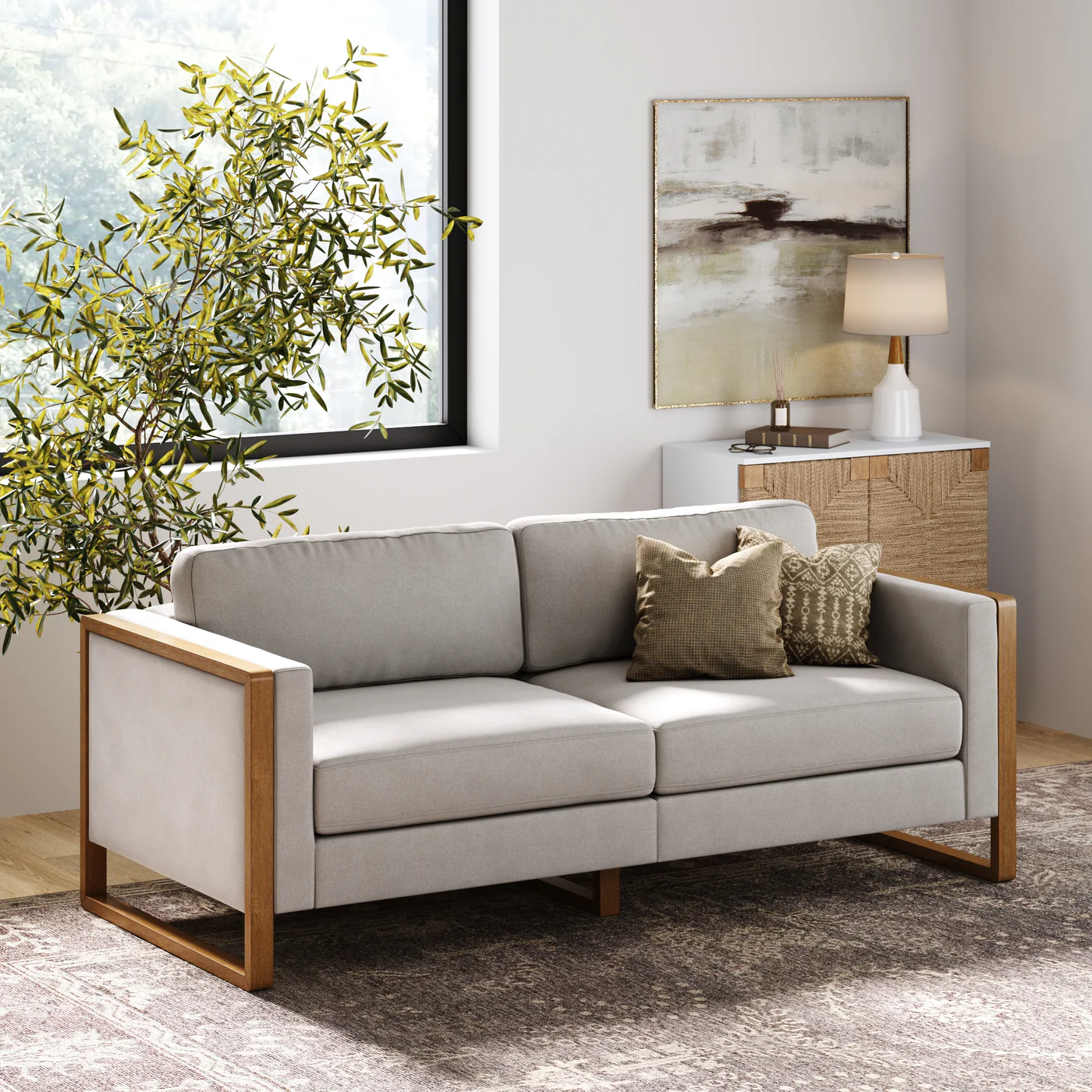 Modern upholstered loveseat sofa