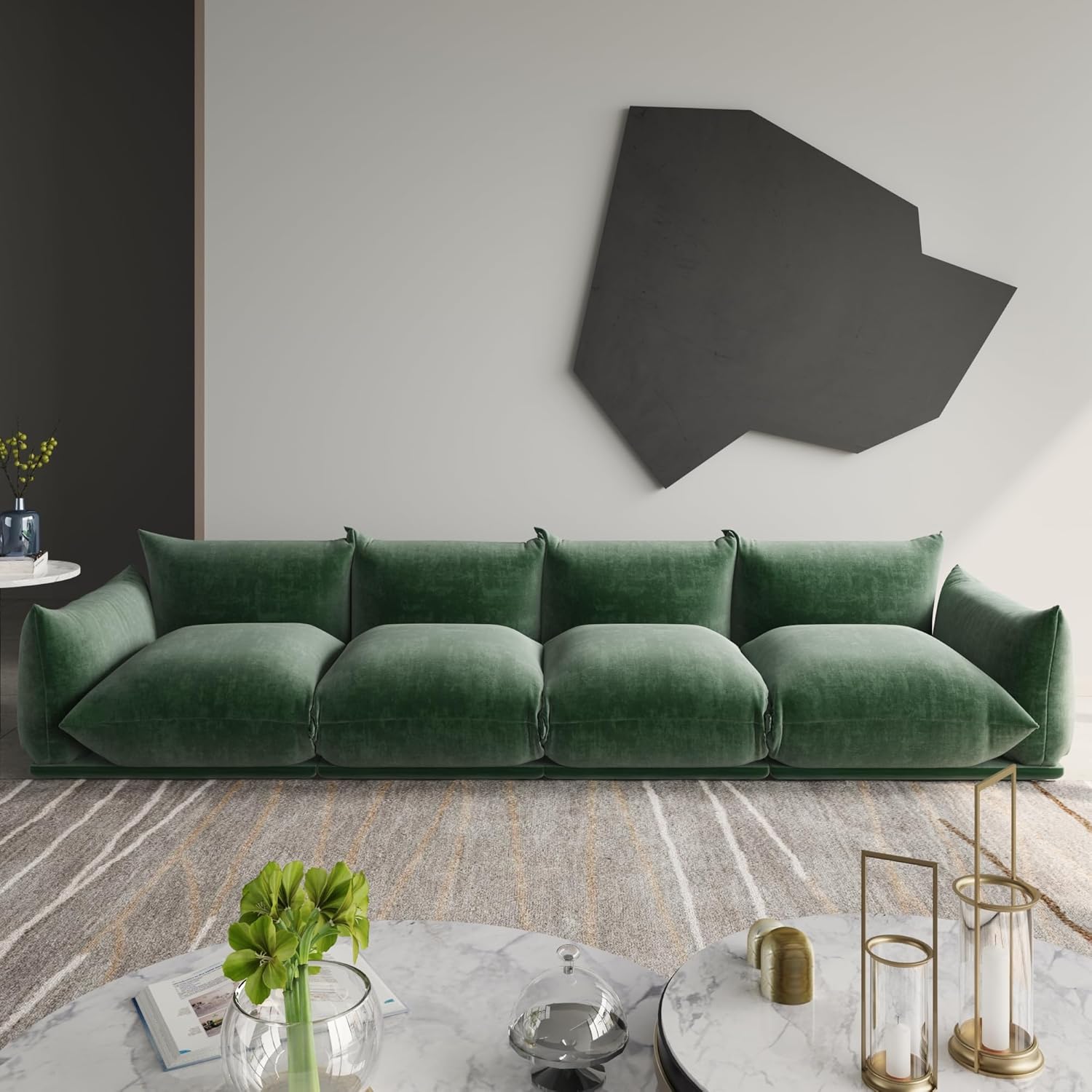 Plush green modular modern sofa