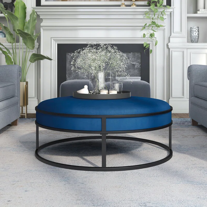 Round Blue Ottoman Coffee Table