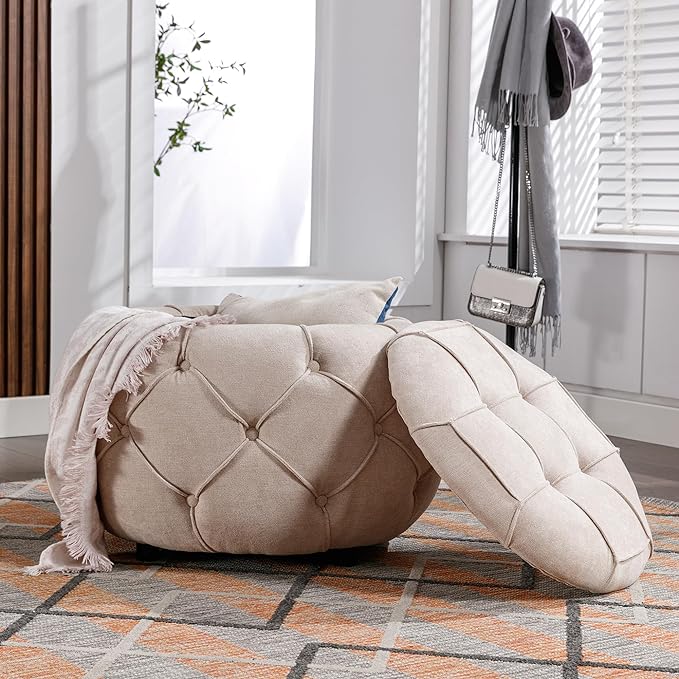 Round Tufted Ottoman Coffee Table