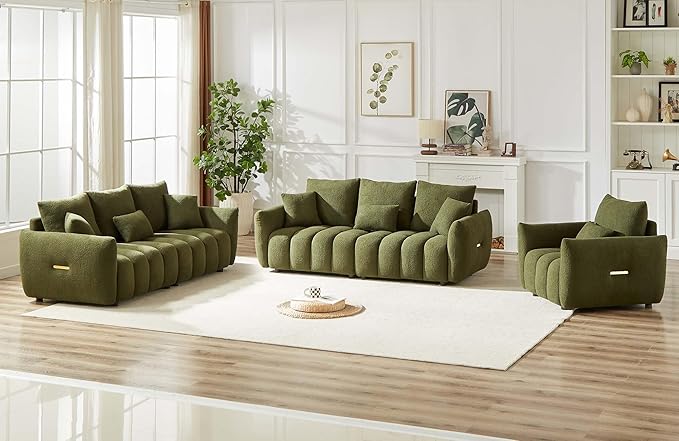 Teddy cloud modern green sofa