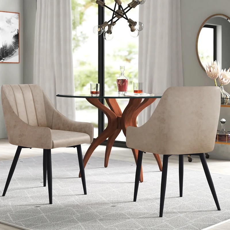 Beige leather dining online chairs