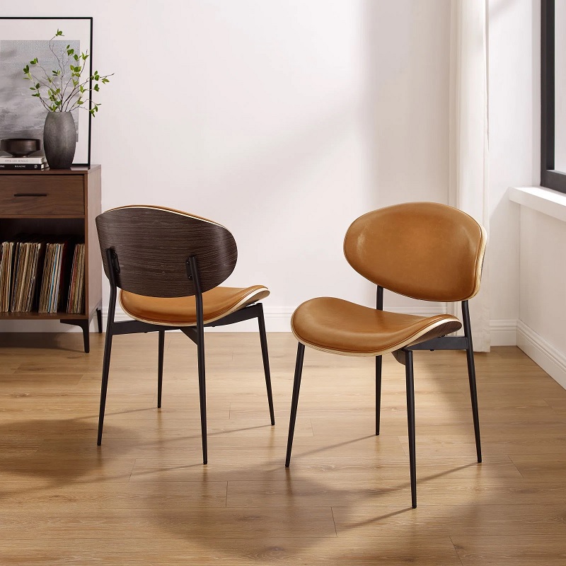 bent plywood leather and wood dining chairs for mid century modern dining room furntiure theme inspiration affordable retro comfortable chairs with faux leather upholstery