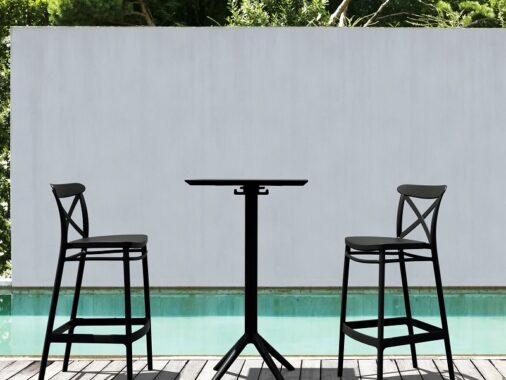 classic plastic black outdoor bar stools for sale online affordable stylish barstools to use on the patio weather resistant durable cross back traditional seating ideas online