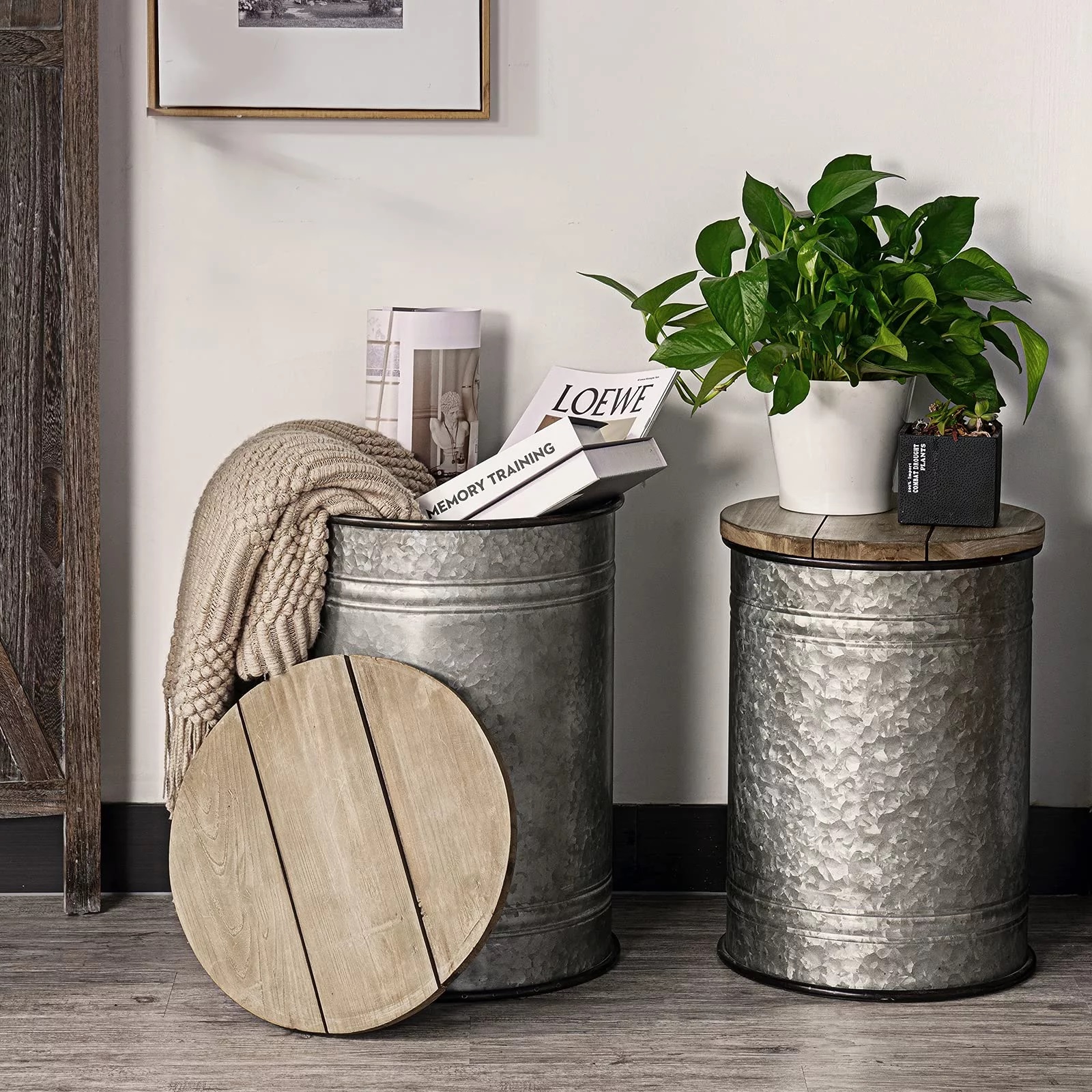 galvanized metal farmhouse side tables for living room storage ideas creative industrial rustic furniture for sale cheap at walmart affordable country style decor endtables