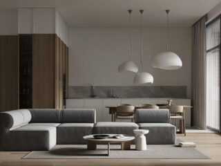 The Tranquil Charms of a Light Gray and Wood Living Environment