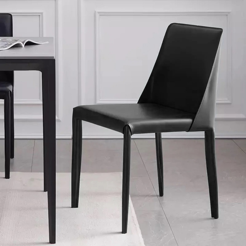 minimalist modern black leather dining chairs made with strong bonded leather construction family friendly seating ideas for contemporary dining room theme eat in kitchen