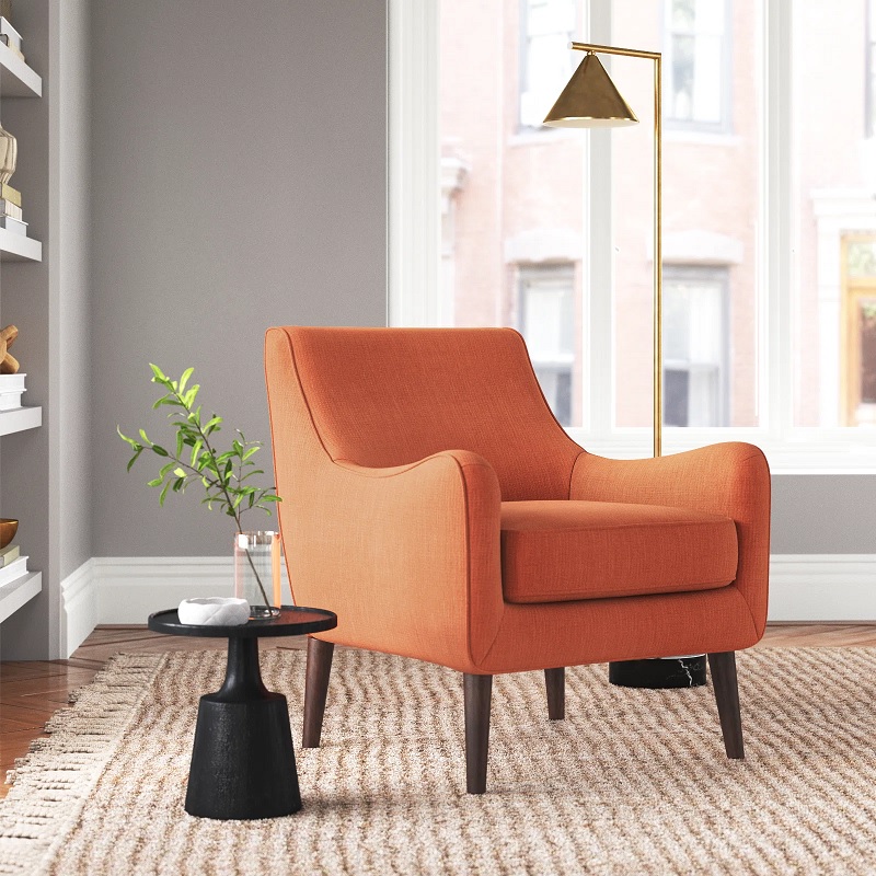 Orange bedroom reading chair