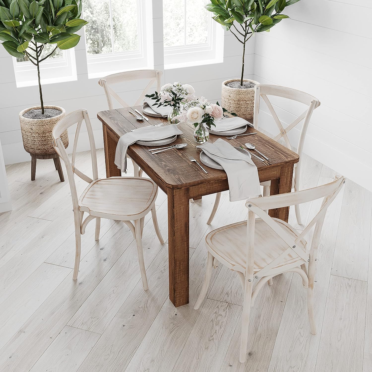 solid pine wood farmhouse dining table made from reclaimed wood authentic rustic furniture for sale online country style dining room decor theme inspiration barnwood