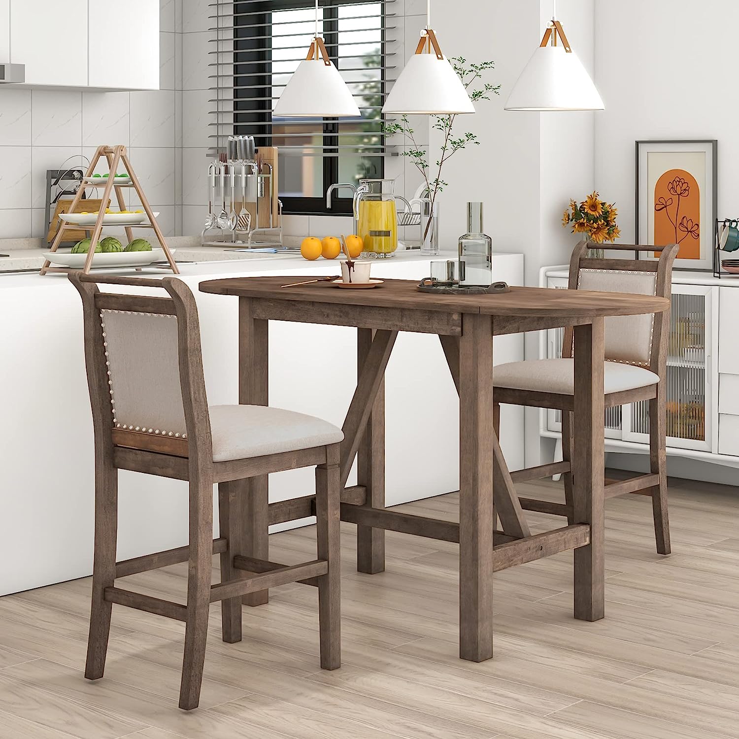 space saving farmhouse kitchen table and chairs with double drop leaf oval counter height dining table for sale online tall chairs with backrests beige upholstery small tables