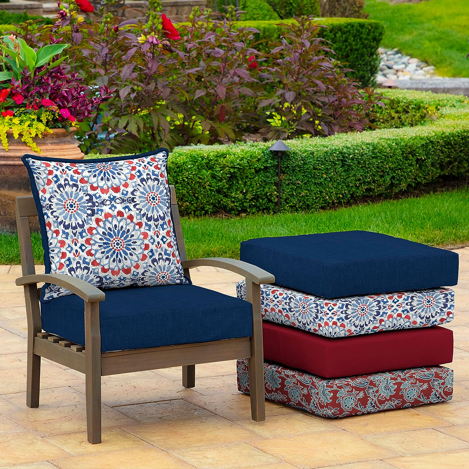 stylish red white and blue 24x24 outdoor cushions for sale online colorful patterns beautiful moroccan inspired cushion set for patio armchair loveseat weather resistant sofa