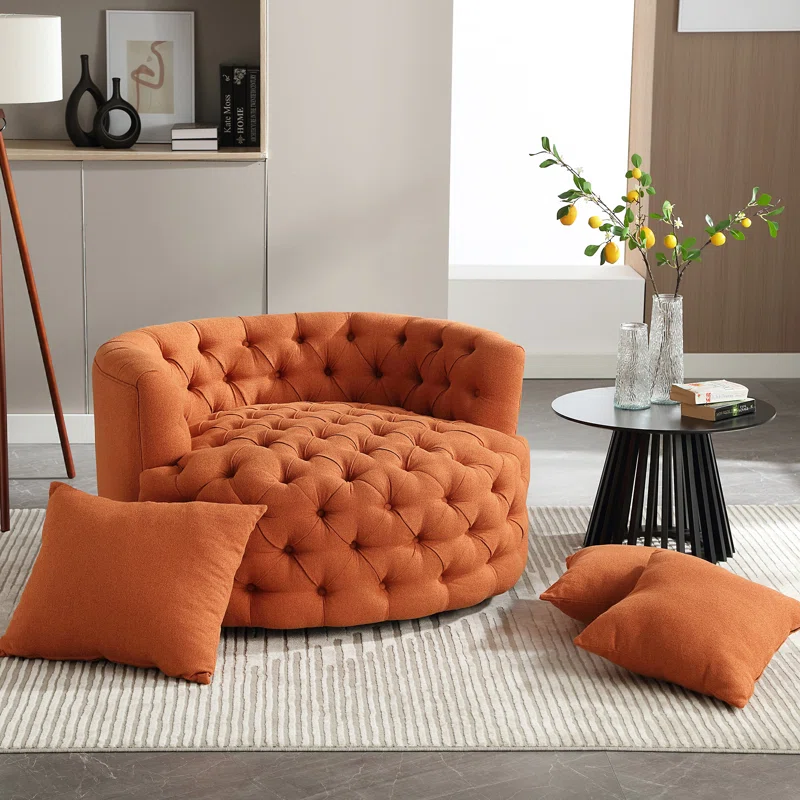 Tufted Orange Reading Chair