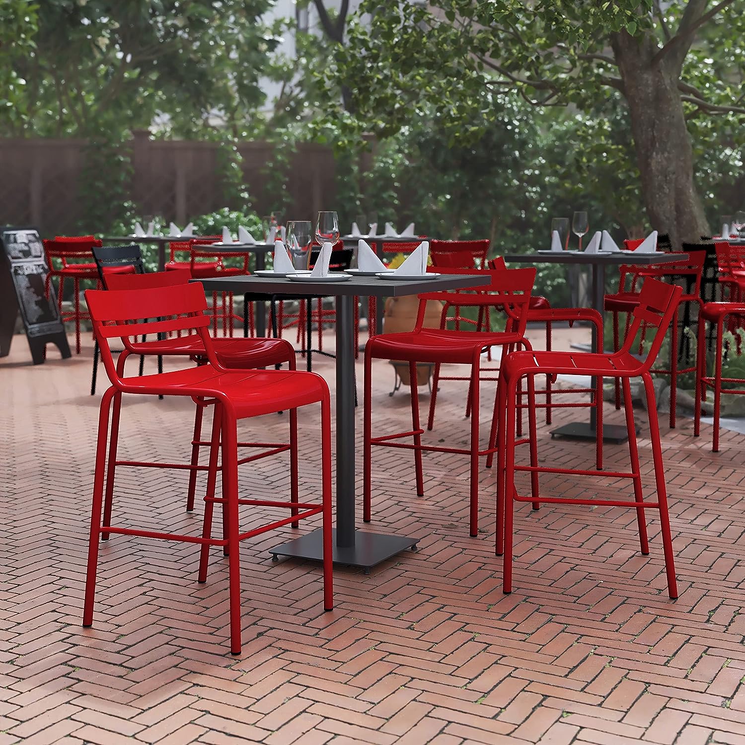 vibrant red commercial outdoor bar stools to use on patio attractive colorful barstools with backrests comfortable durable metal seating ideas for bar height tables bright