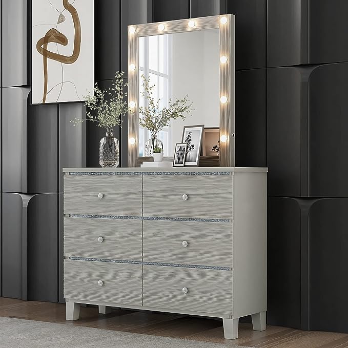 Champagne Silver Dresser With Mirror