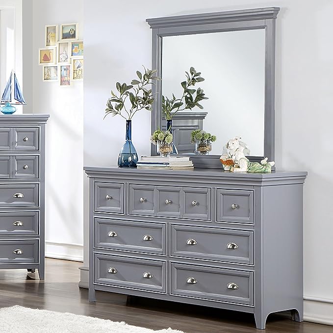 Transitional Gray Dresser with Mirror