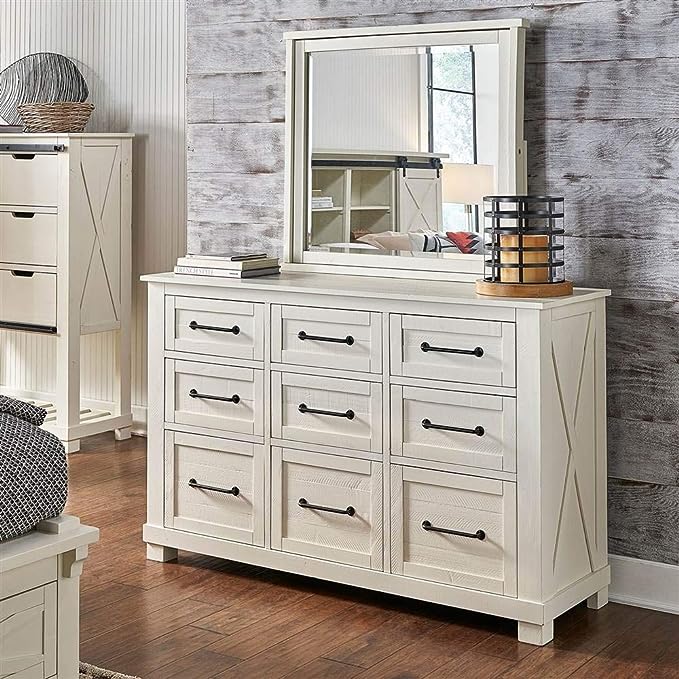 White Bedroom Dresser with Mirror