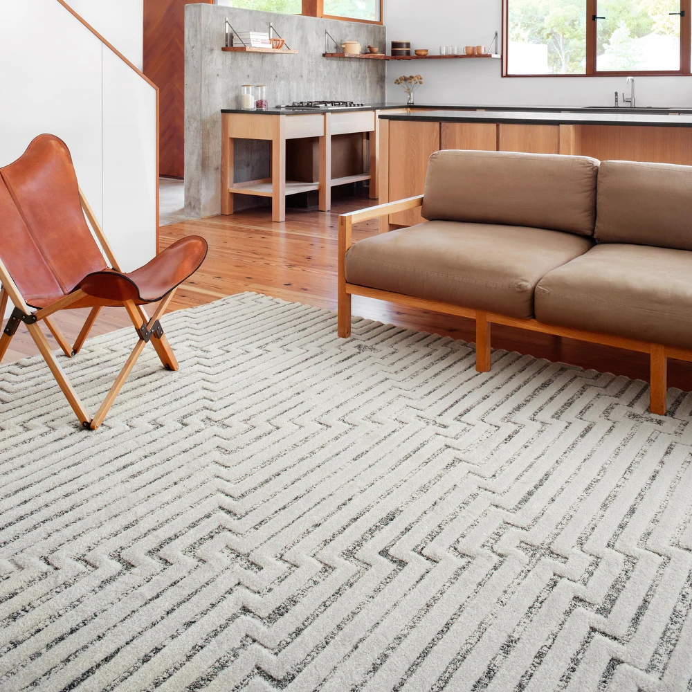 alexander home vail mid century modern geometric stripe area rug with high low pile shaggy construction boho living room floor covering inspiration cozy comfortable