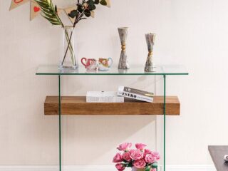 Product of the Week: Glass Console Table With Rustic Shelf