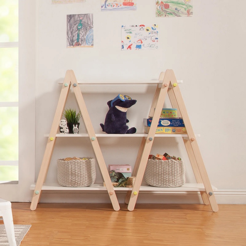 ladder kids bookshelf design for children scandinavian bedroom decor ideas and inspiration light natural frame with white shelves light uplifting natural decor for children