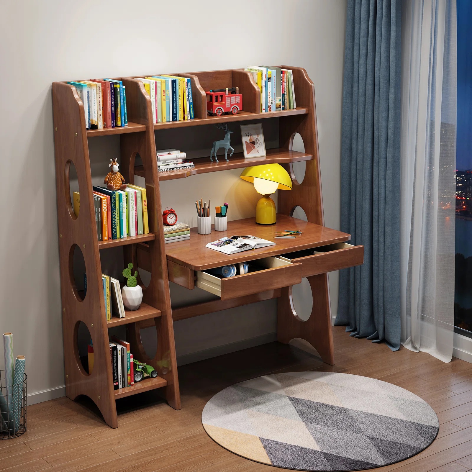 medium brown solid wood kids desk with bookshelf built in how to create a productive study environment for young children and preteens timeless furniture bookshelves