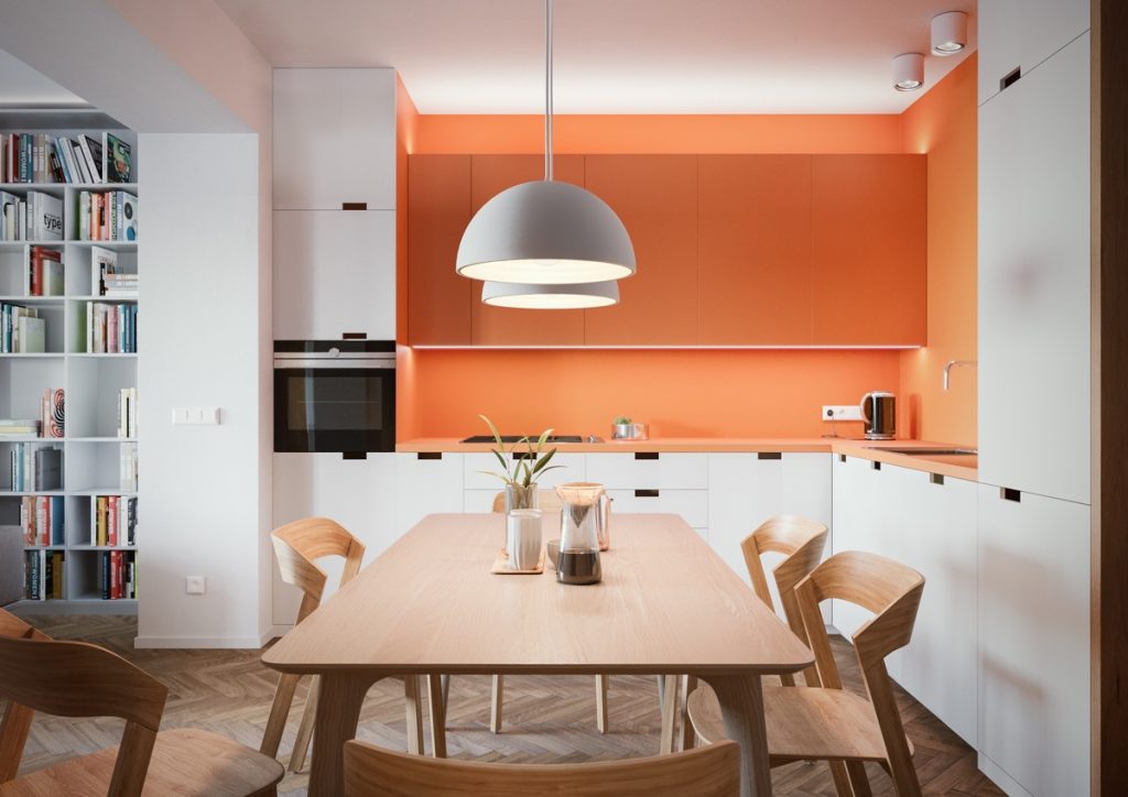 orange kitchen units