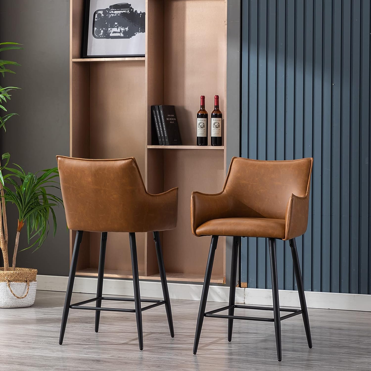 plush modern leather bar stools with armrests and backrests comfortable faux leather furniture for kitchen contemporary decor theme inspiration flanged edge upholstery