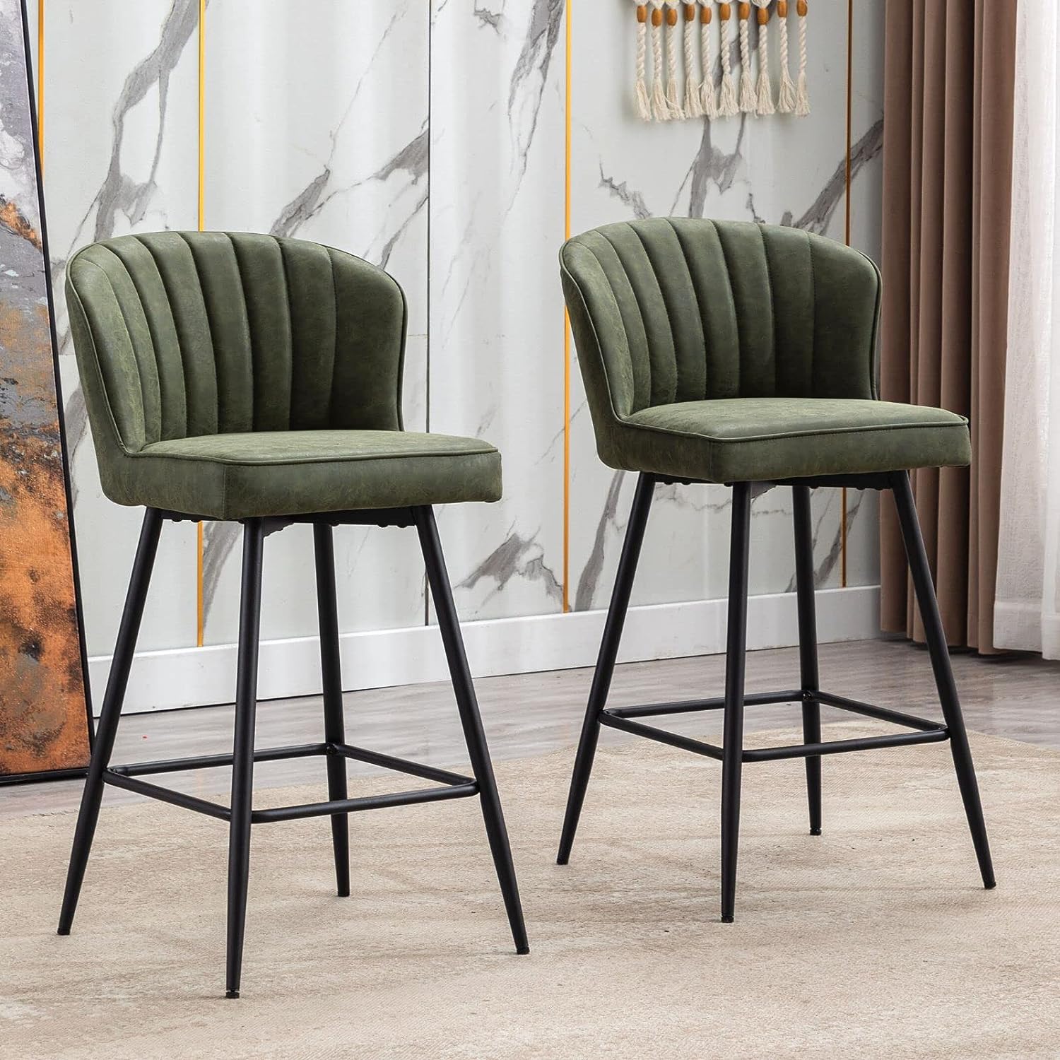 retro mid century modern bar stools with green faux leather upholstery waterproof barstools for kitchen seating inspiration wingback design tufted cushioned stools for sale