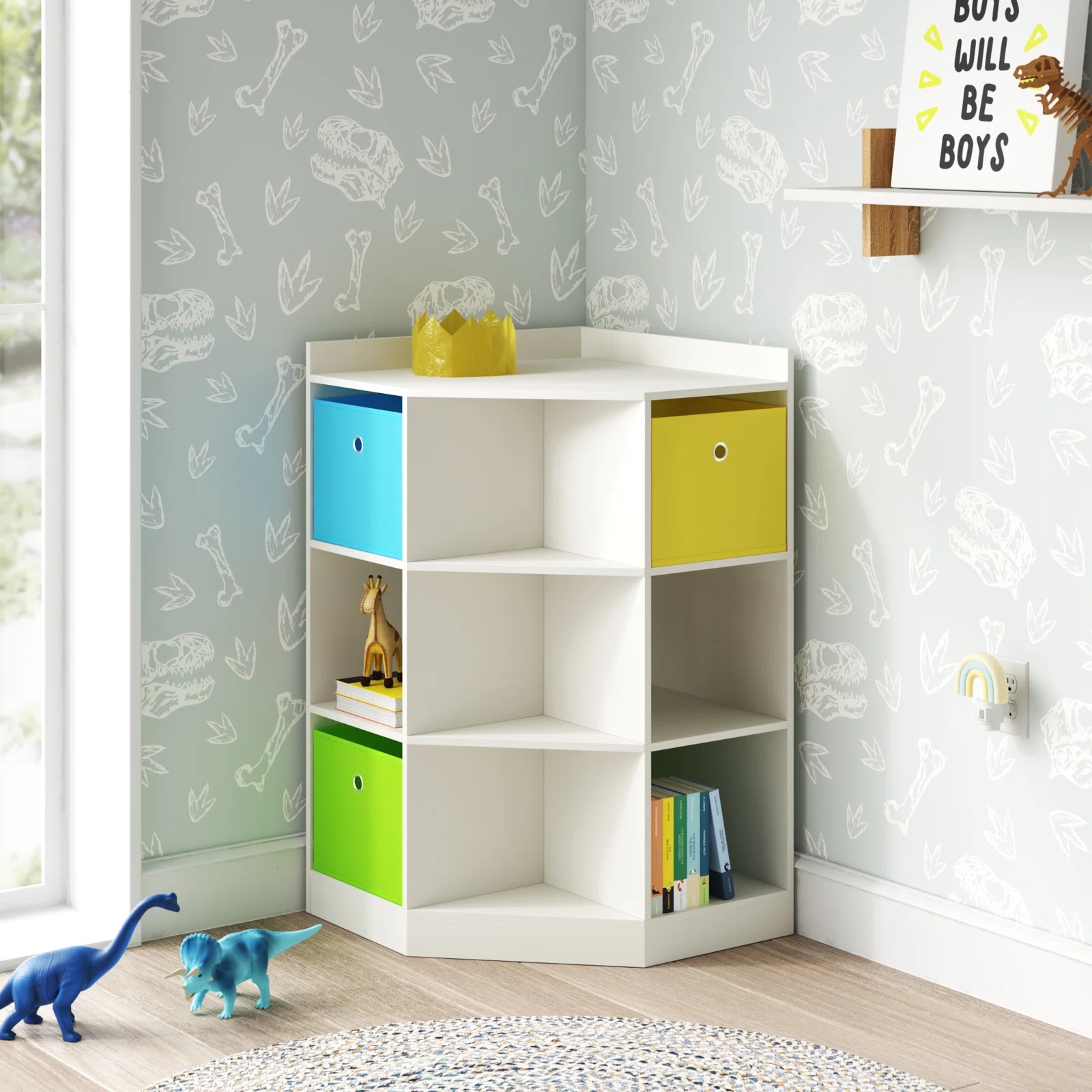 teal yellow and green kids corner bookshelf for small spaces creative childrens reading nook inspiration affordable high quality storage furniture for nursery bedroom decor