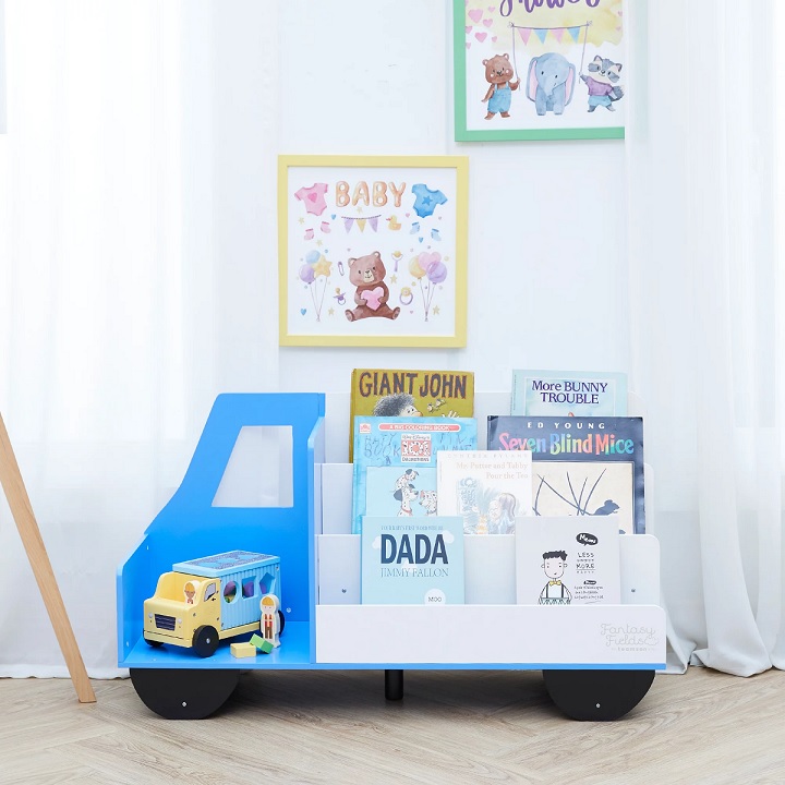 truck shaped kids bookshelf for toddlers how to help young babies and children pick out their own books creative bookcases to encourage reading in young boys vehicle decor theme