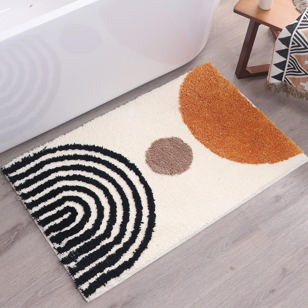 water resistant mid century modern bathroom rug warm shaggy texture ...