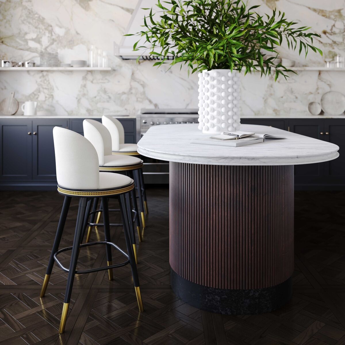 white modern bar stools with gold feet and woven rattan details unique barstools for sale online high end luxury kitchen furniture inspiration dramatic decor ideas glam