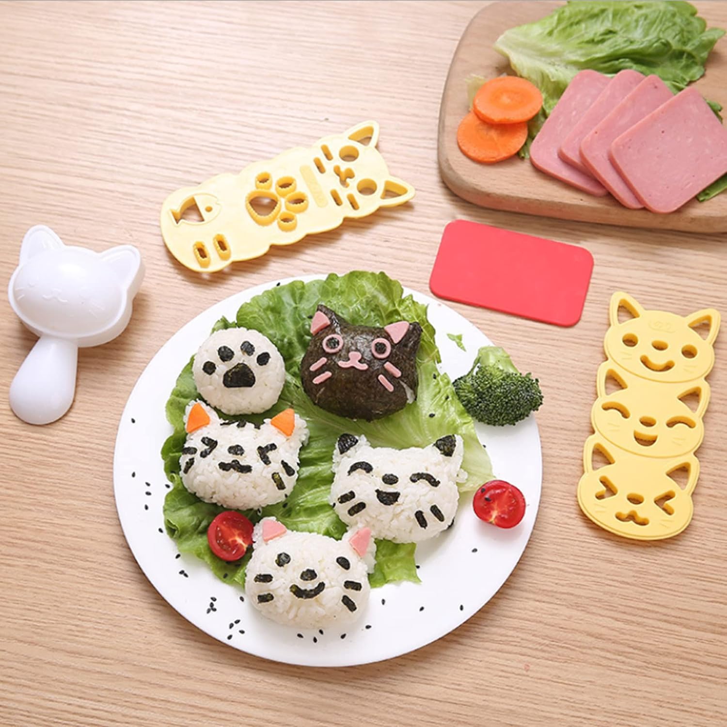 Asian kitchen gadgets for sale on amazon super cute rice ball mold and nori cutter kit accessories for bento lunches stamps and molds cat shaped sushi maker for lunches