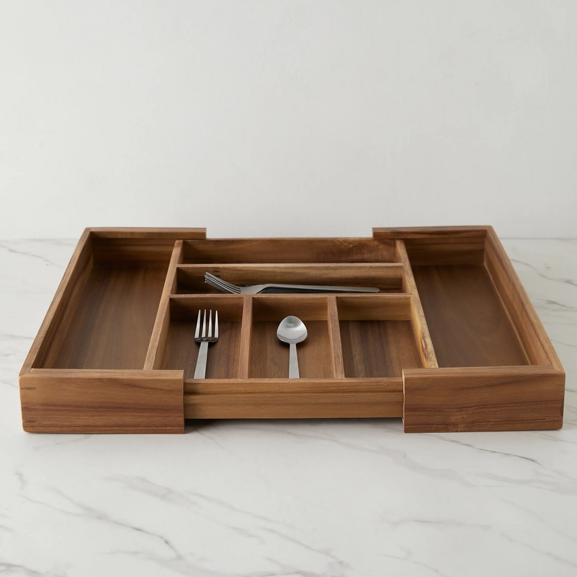 adjustable kitchen utensil gadgets holder for drawer expandable acacia wood flatware holder for sale online high quality beautiful designer kitchen organization gifts